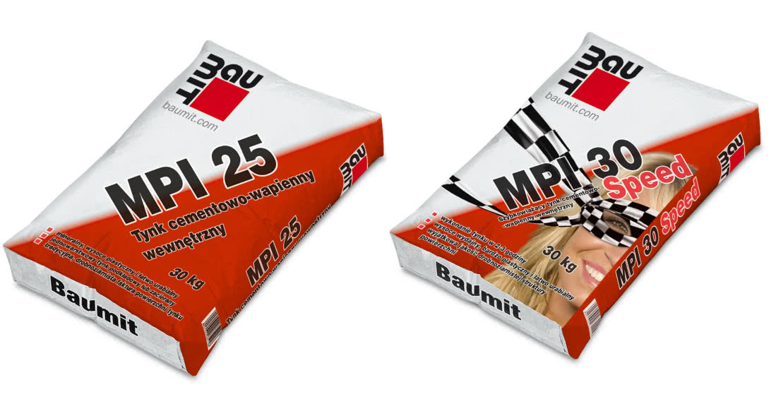 Wewnętrzne tynki cementowo-wapienne Baumit MPI 25 oraz Baumit MPI 30 Speed. fot. Baumit