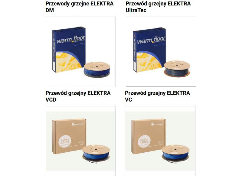Przykładowa oferta kabli grzejnych ELEKTRA