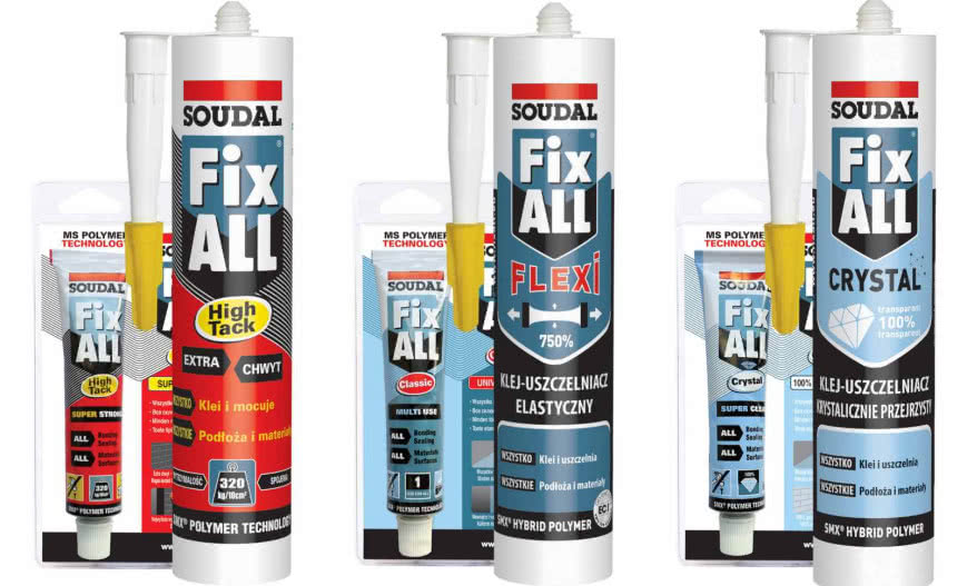 Kleje-uszczelniacze Fix All marki Soudal do naprawy usterek