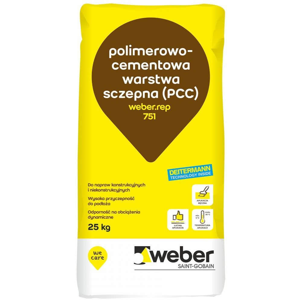 Polimerowo-cementowa warstwa sczepna (PCC) weber.rep 751 dedykowana dla elementów budowlanych poddanych dużym obciążeniom. fot weber