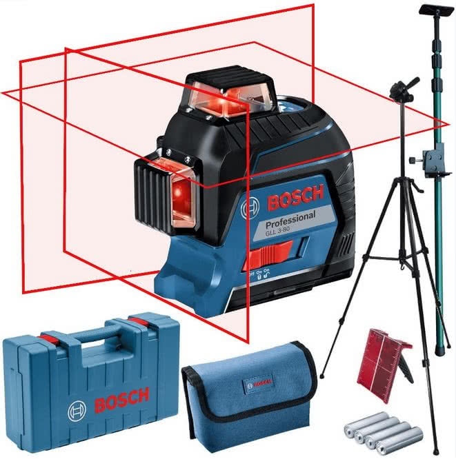BOSCH Laser krzyżowy GLL 3-80 Professional + tyczka GT-320 + statyw W260. fot. Bosch Professional