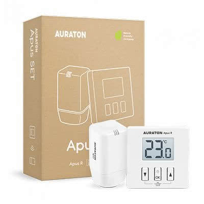 AURATON Apus SET - estaw elektronicznej głowicy i regulatora do precyzyjnej i efektywnej regulacji temperatury w pomieszczeniach. fot. AURATON AURATON Apus SET - estaw elektronicznej głowicy i regulatora do precyzyjnej i efektywnej regulacji temperatury w pomieszczeniach. fot. AURATON