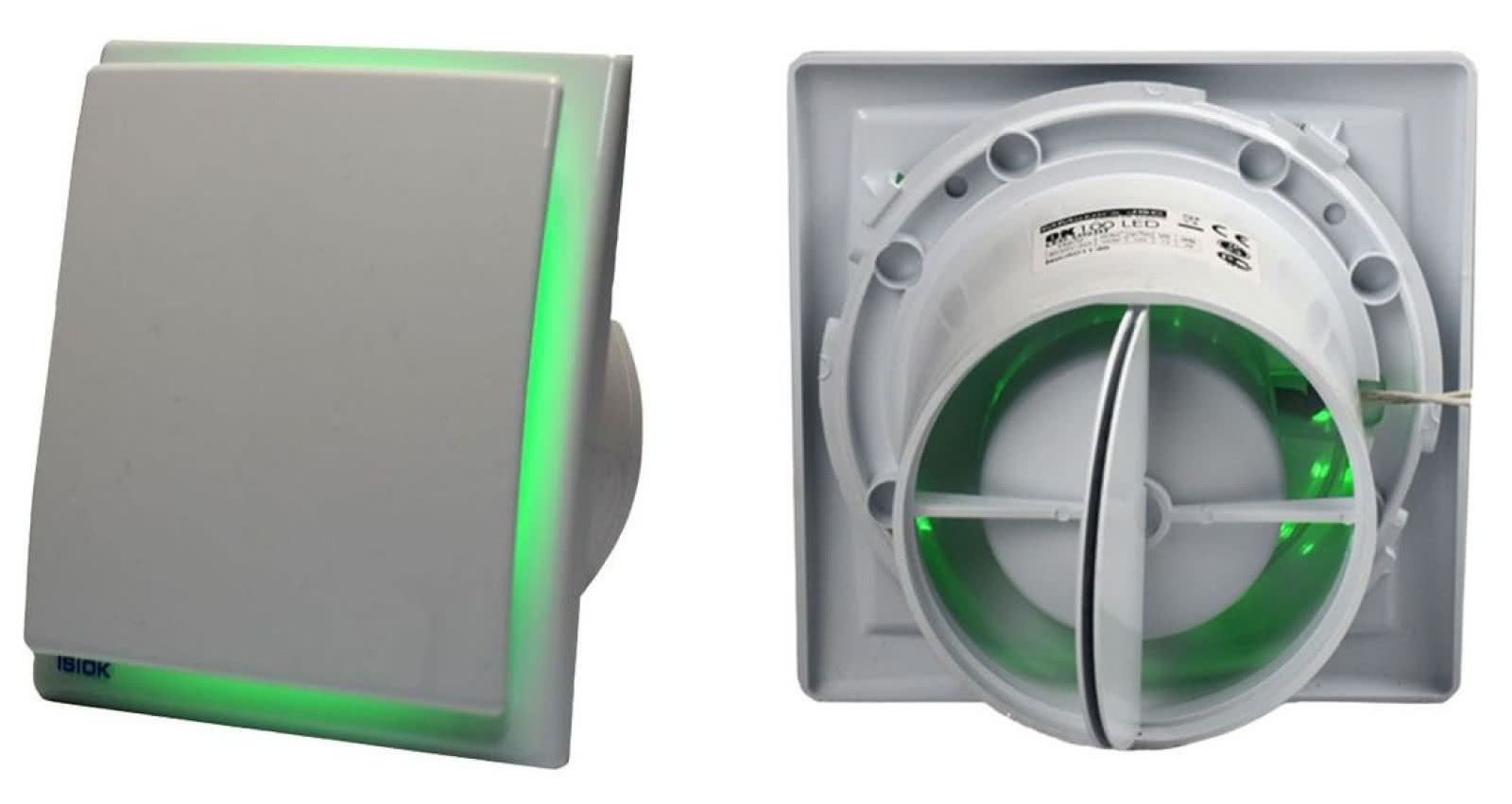 Wentylator łazienkowy z oświetleniem LED OK Green Light 100, klapa zwrotna. fot. Ventox Wentylator łazienkowy z oświetleniem LED OK Green Light 100, klapa zwrotna. fot. Ventox